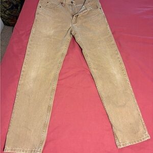Tan Straight-Leg Jeans